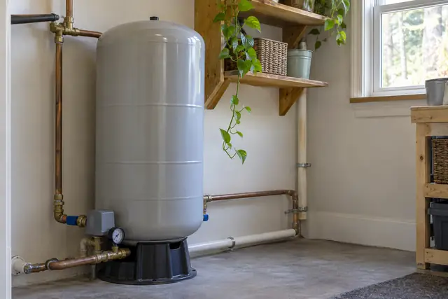 Illustrative residential pressure tank and plumbing